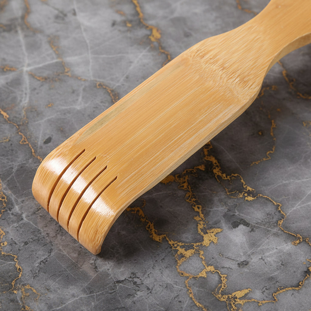 Bamboo Back Scratcher, 18 inches Handle, with Massage Roller