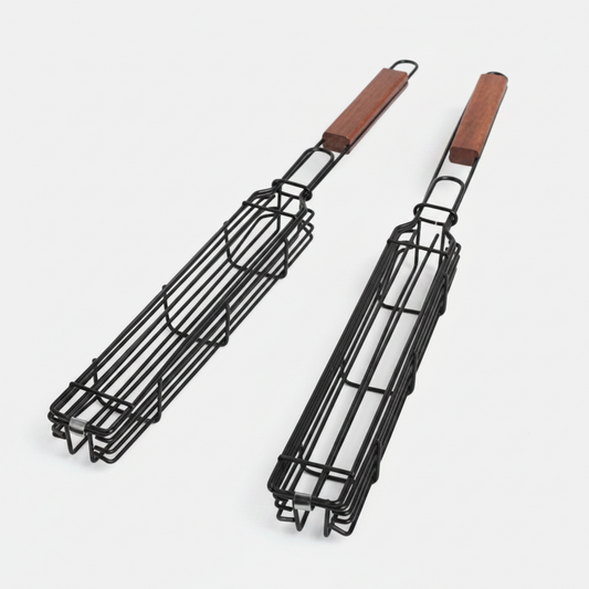 Wooden-Handle BBQ Grill Basket