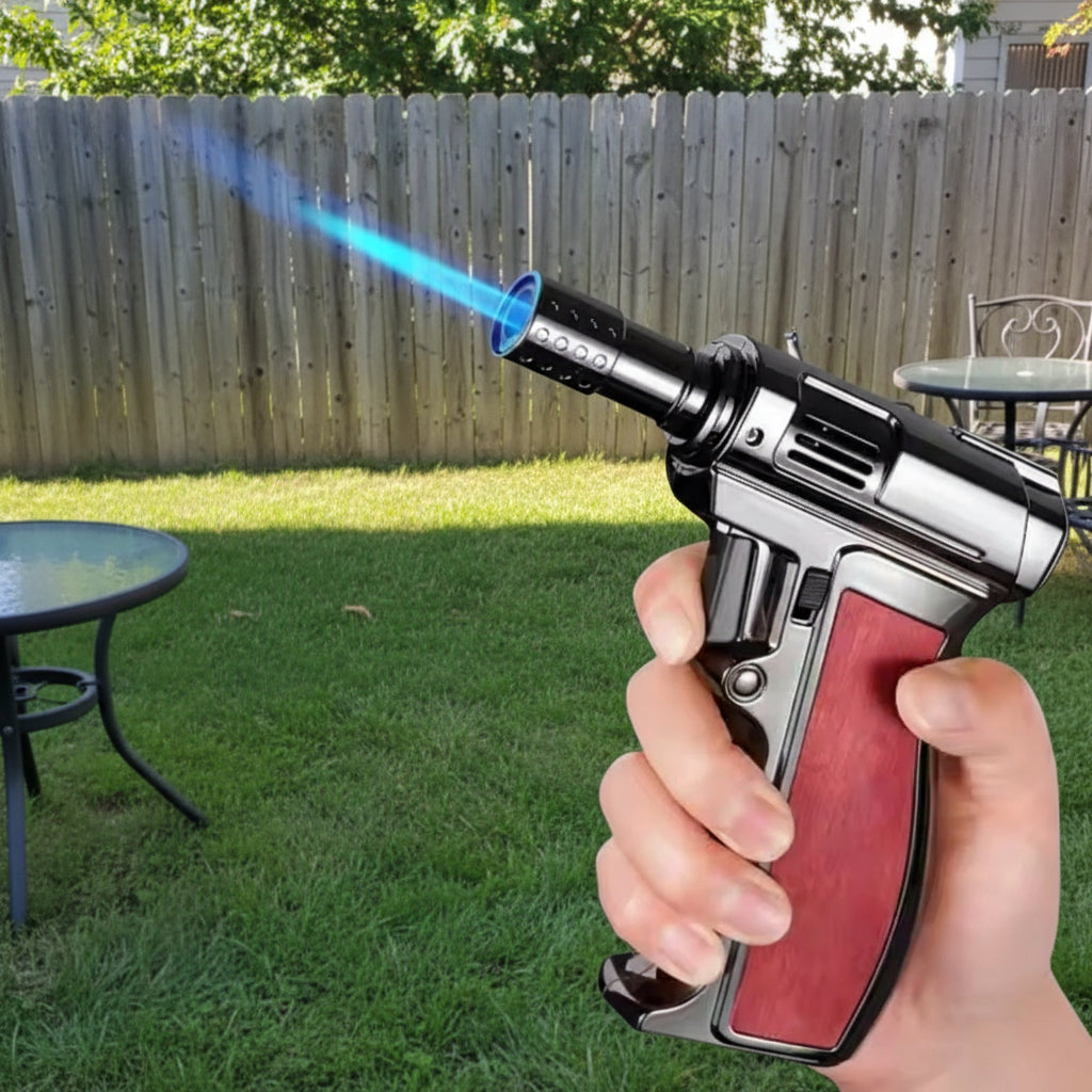 Butane Lighter Torch, Gray, Pistol-grip Handle