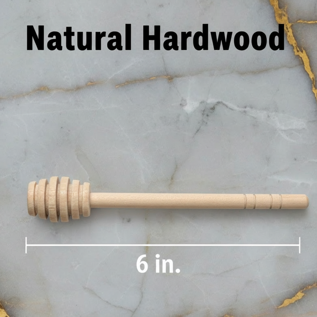 Natural Wooden Honey Dipper, 6 inches