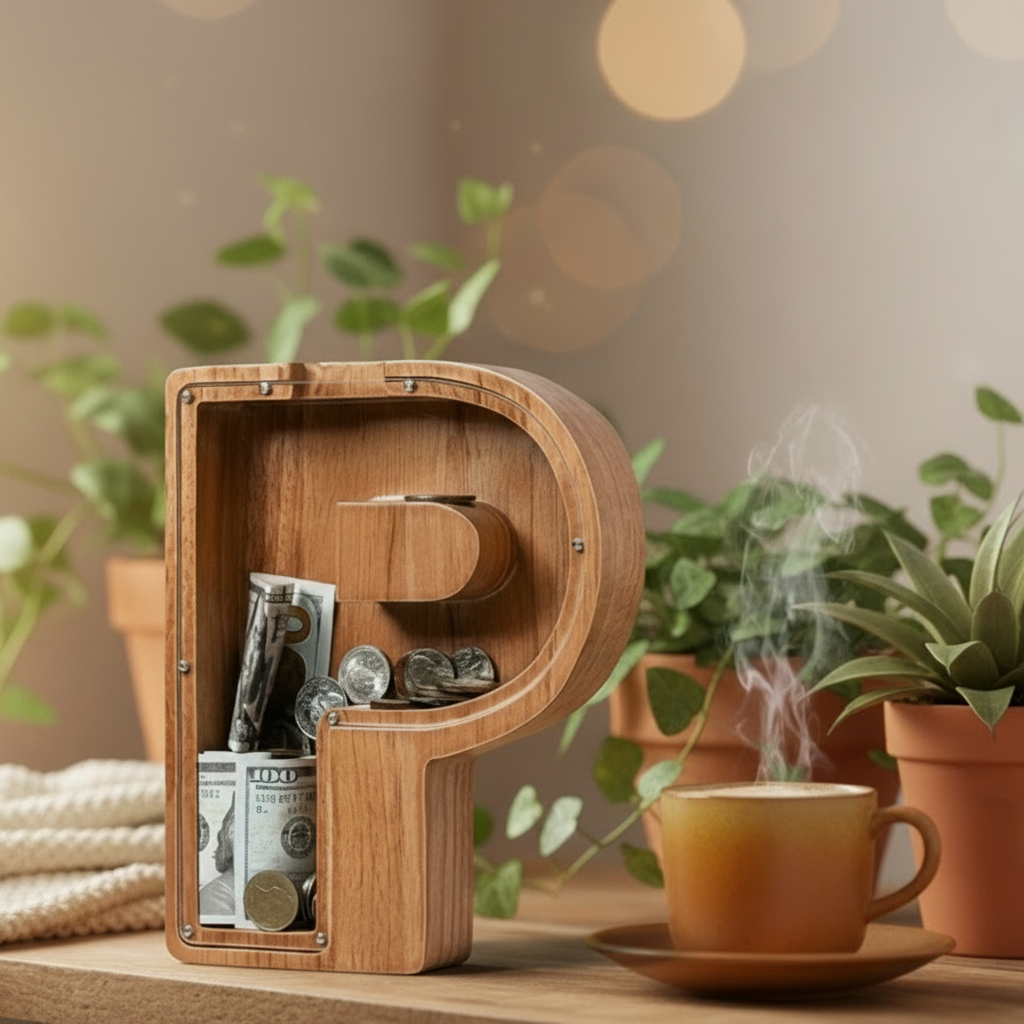 Alphabet Money Bank with Initial "P" 9 inch tall