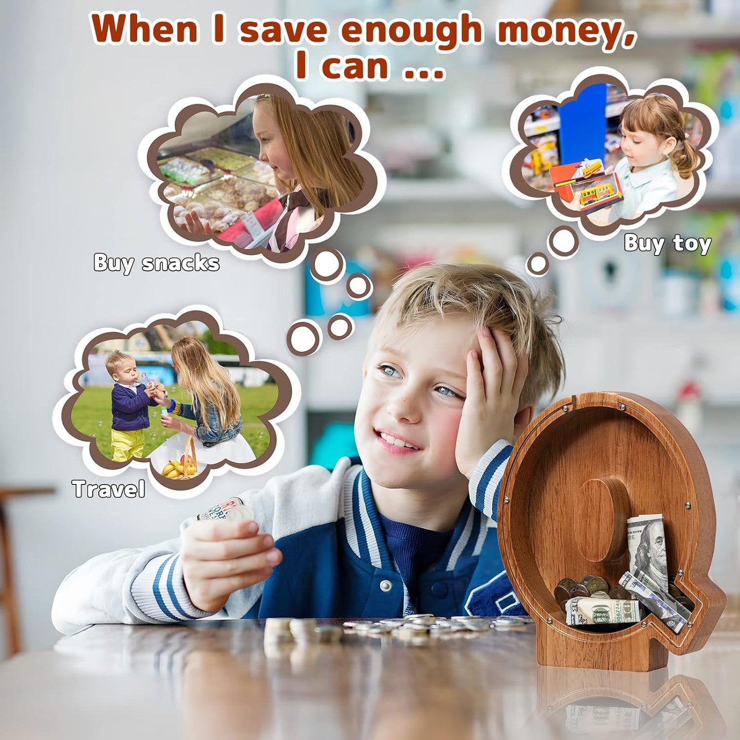 Alphabet Money Bank with Initial "Q" 9 inch tall