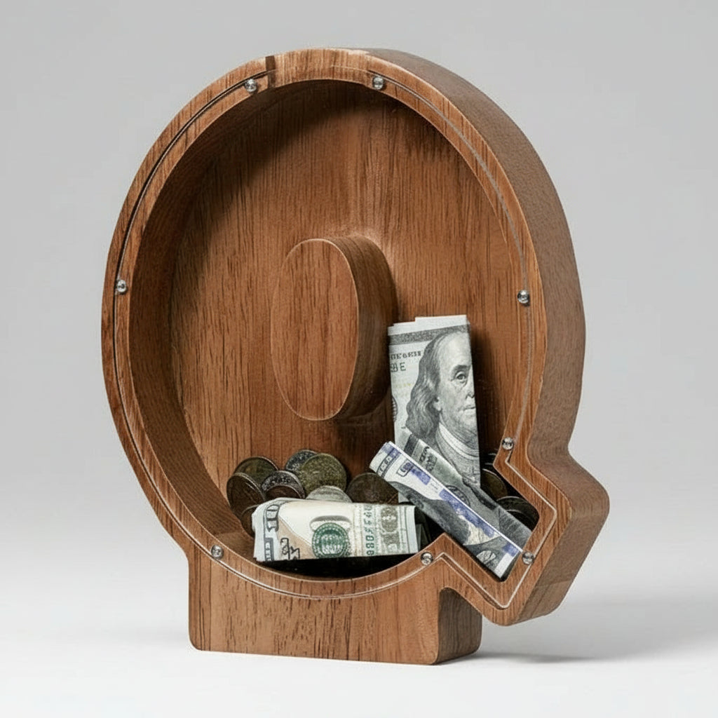 Alphabet Money Bank with Initial "Q" 9 inch tall
