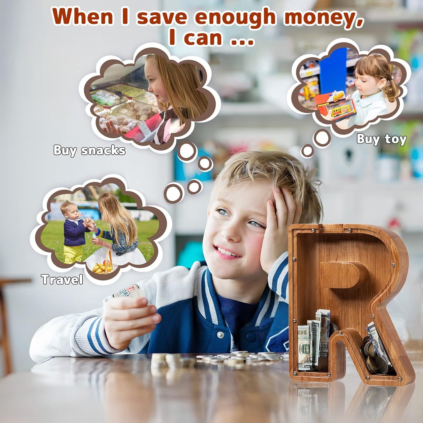 Alphabet Money Bank with Initial "R" 9 inch tall