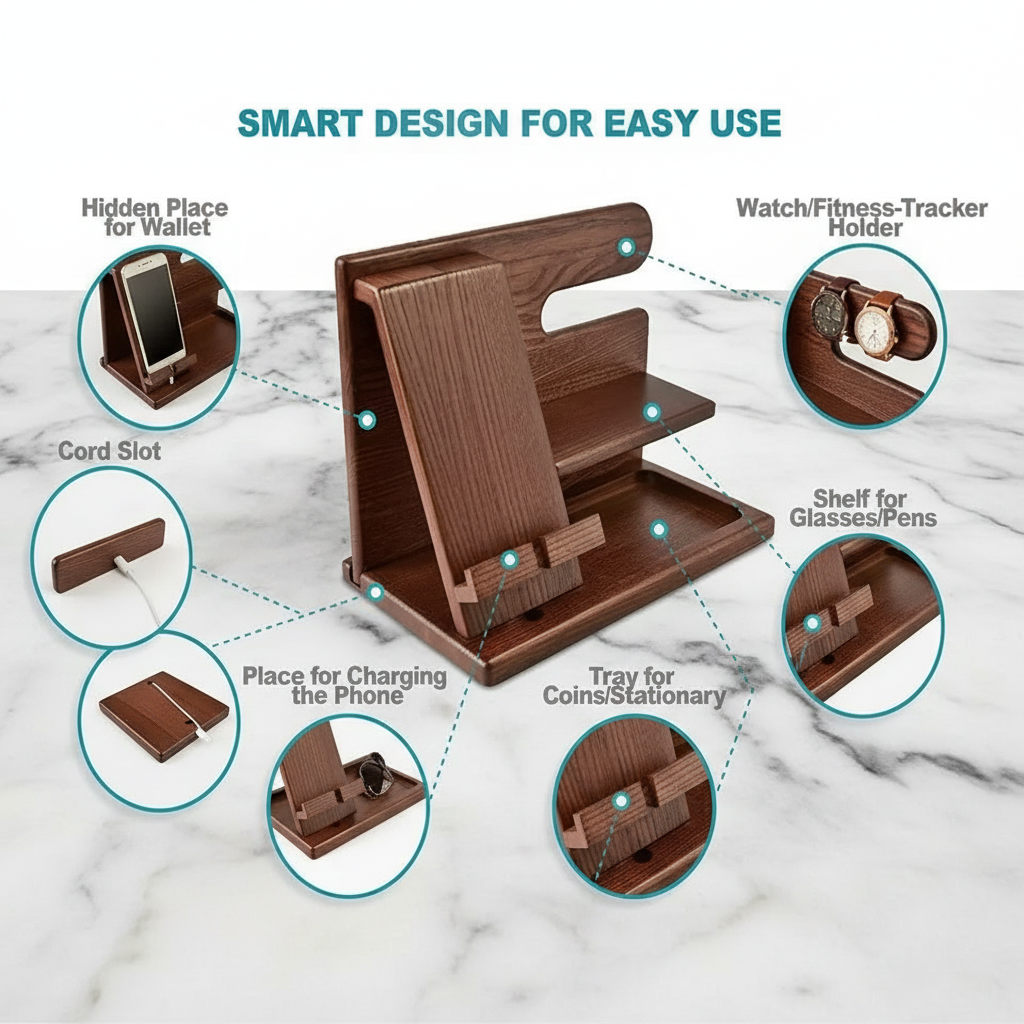 Personal Organizer/Charging Station, Phone, Keys, Watches, etc