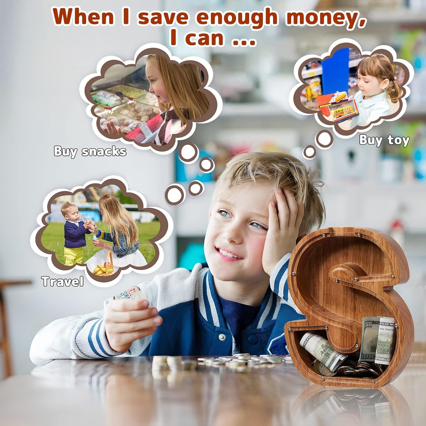 Alphabet Money Bank with Initial "S" 9 inch tall