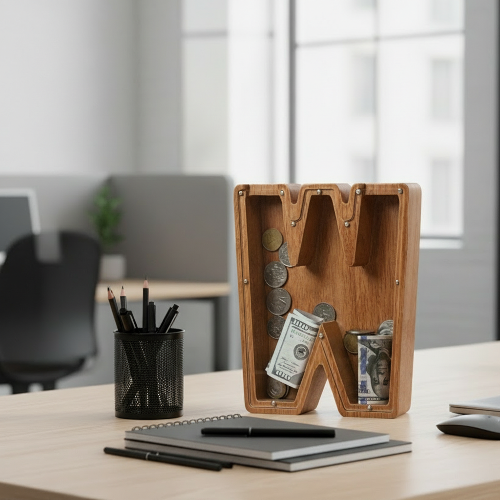 Alphabet Money Bank with Initial "W" 9 inch tall
