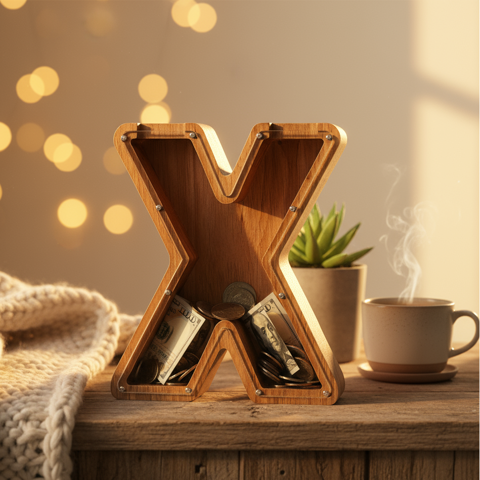 Alphabet Money Bank with Initial "X" 9 inch tall