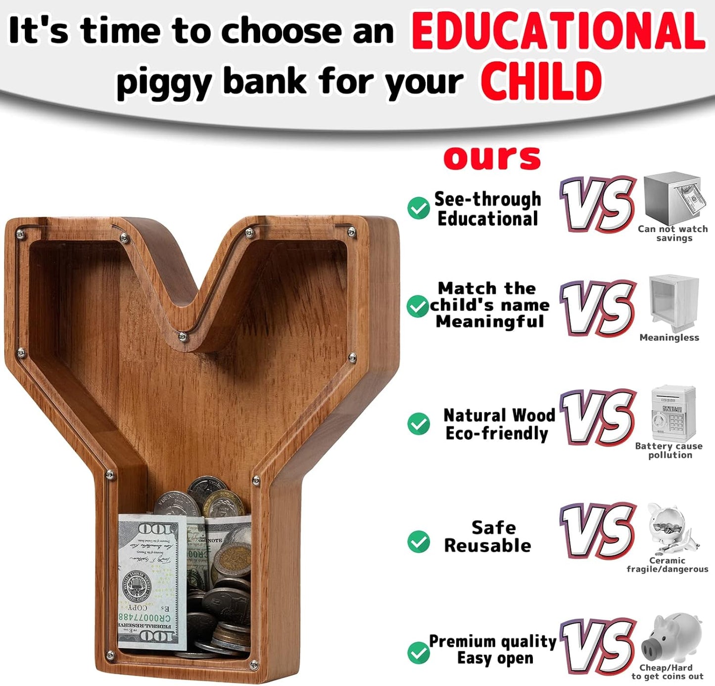 Alphabet Money Bank with Initial "Y" 9 inch tall