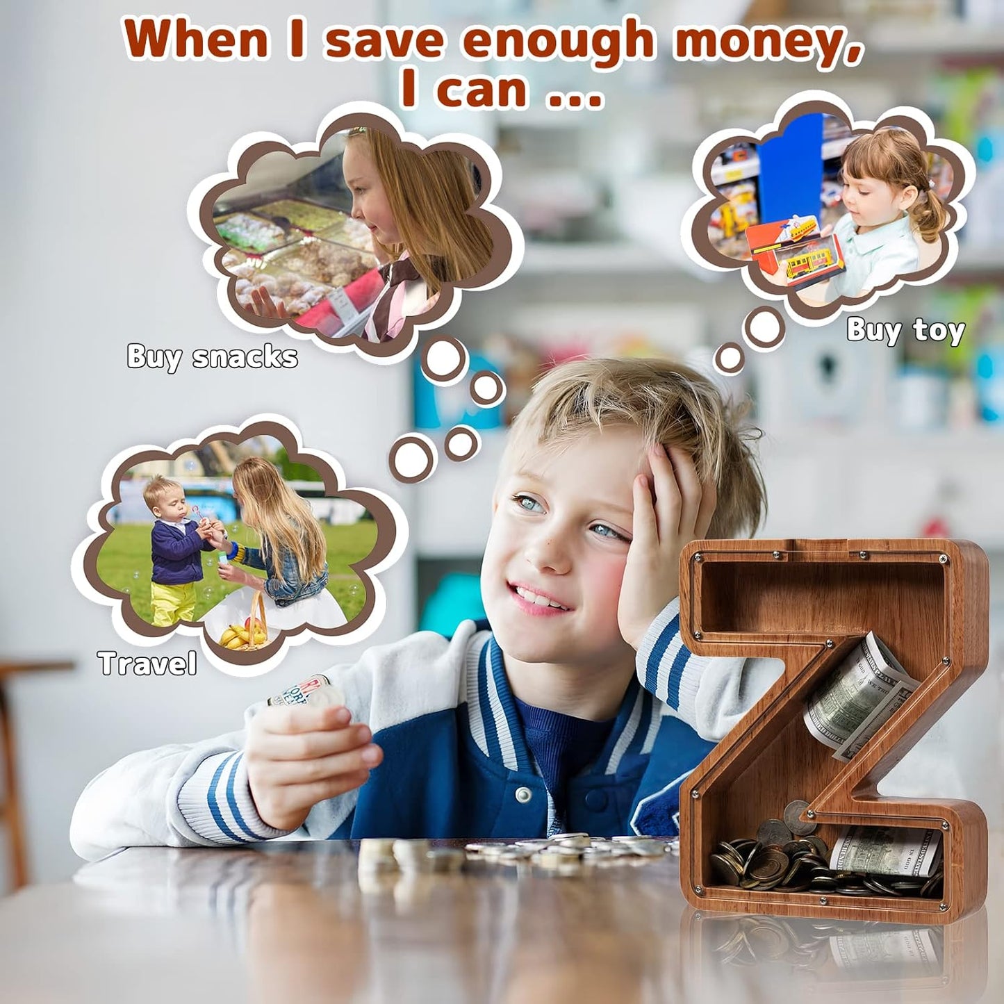 Alphabet Money Bank with Initial "Z" 9 inch tall