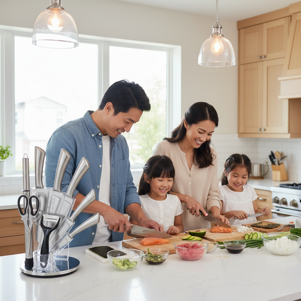 Kitchen Knives Set, Stainless Steel, 8pcs set, including Scissors, a Peeler, and a Sharpener