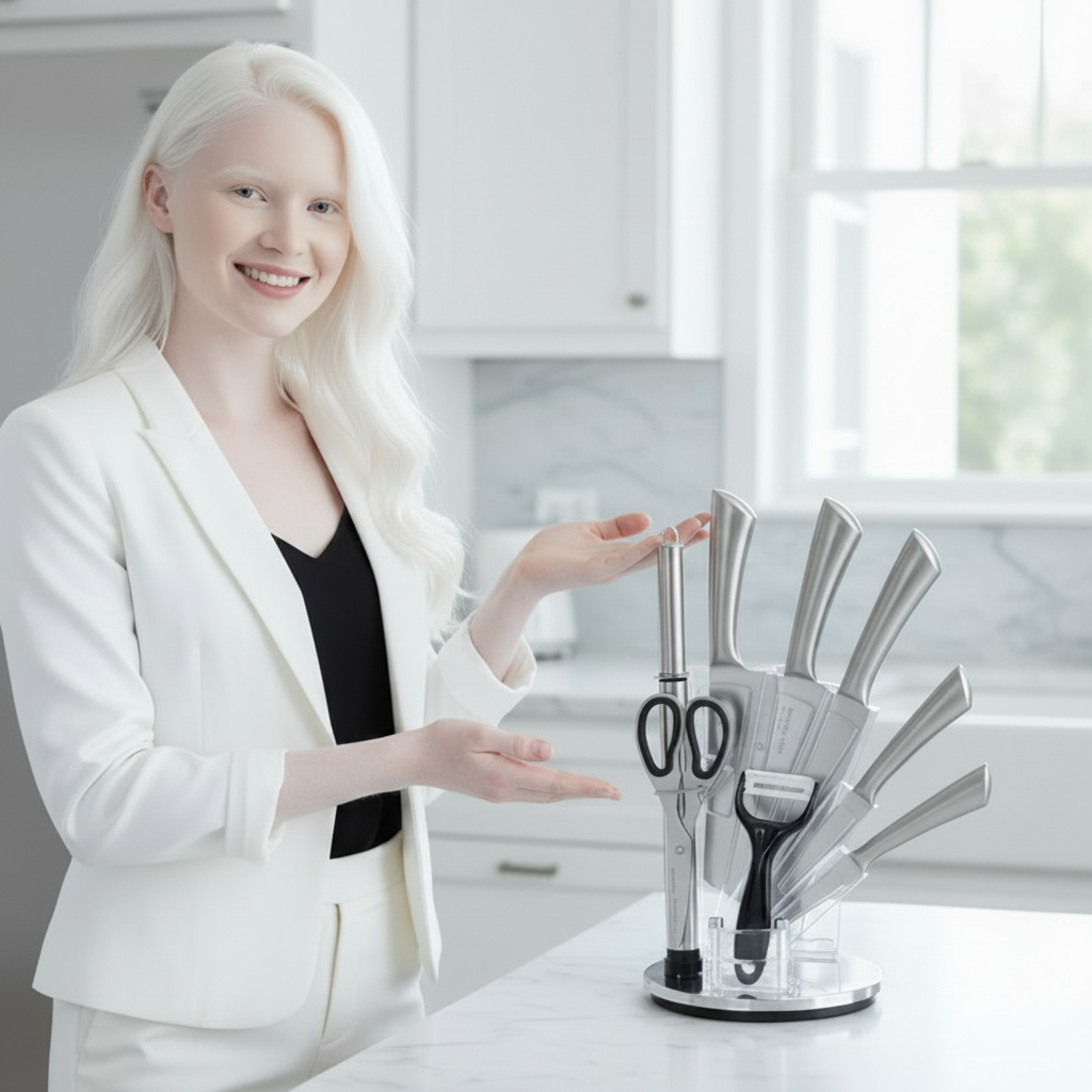 Kitchen Knives Set, Stainless Steel, 8pcs set, including Scissors, a Peeler, and a Sharpener